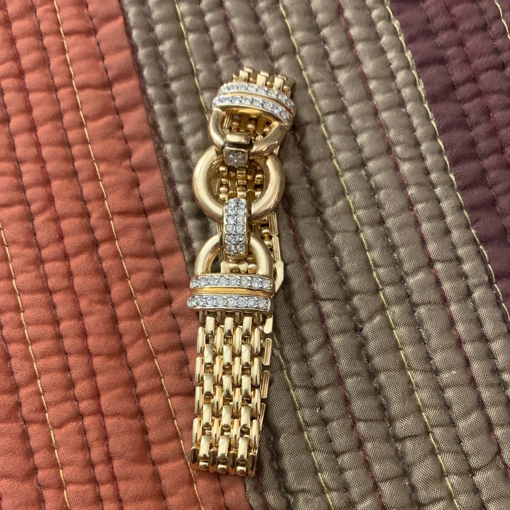 Gold-Tone Crystal Link Bracelet 7”